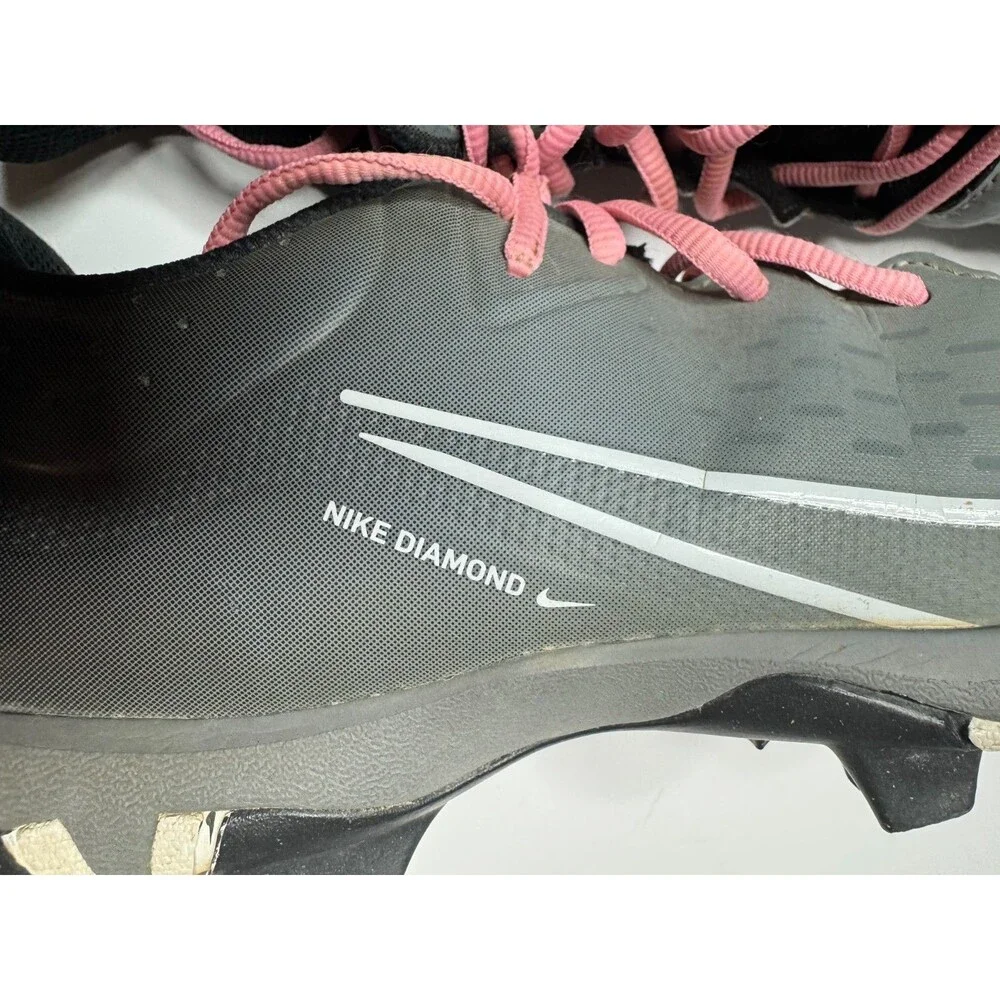 Nike GG Youth Girls 8.5 Hyperdiamond 4 Keystone Softball Cleats Grey Black